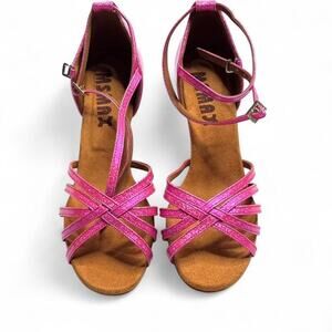MsMax Pink glittery strappy heels with buckle detail smaller heel size 9 (39)